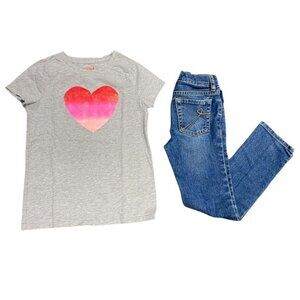 Cat Jack Place Girls 6 Heart Tshirt Jeans Outfit Adjustable Waist Valentines